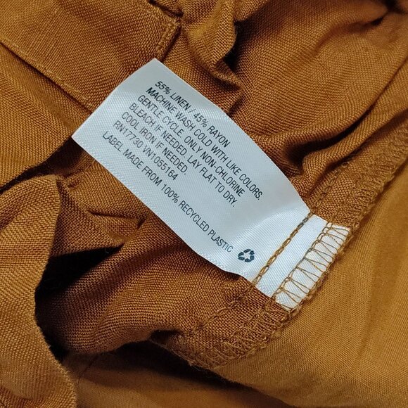 A New Day Oversized Paperbag Baggy Cargo Short Drawstring Rust Small Linen Blend - Picture 6 of 6